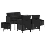 6 Piece Garden Dining Set with Cushions Black Poly Rattan