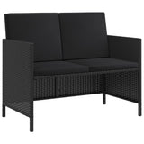 6 Piece Garden Dining Set with Cushions Black Poly Rattan - Side View