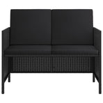 6 Piece Garden Dining Set with Cushions Black Poly Rattan