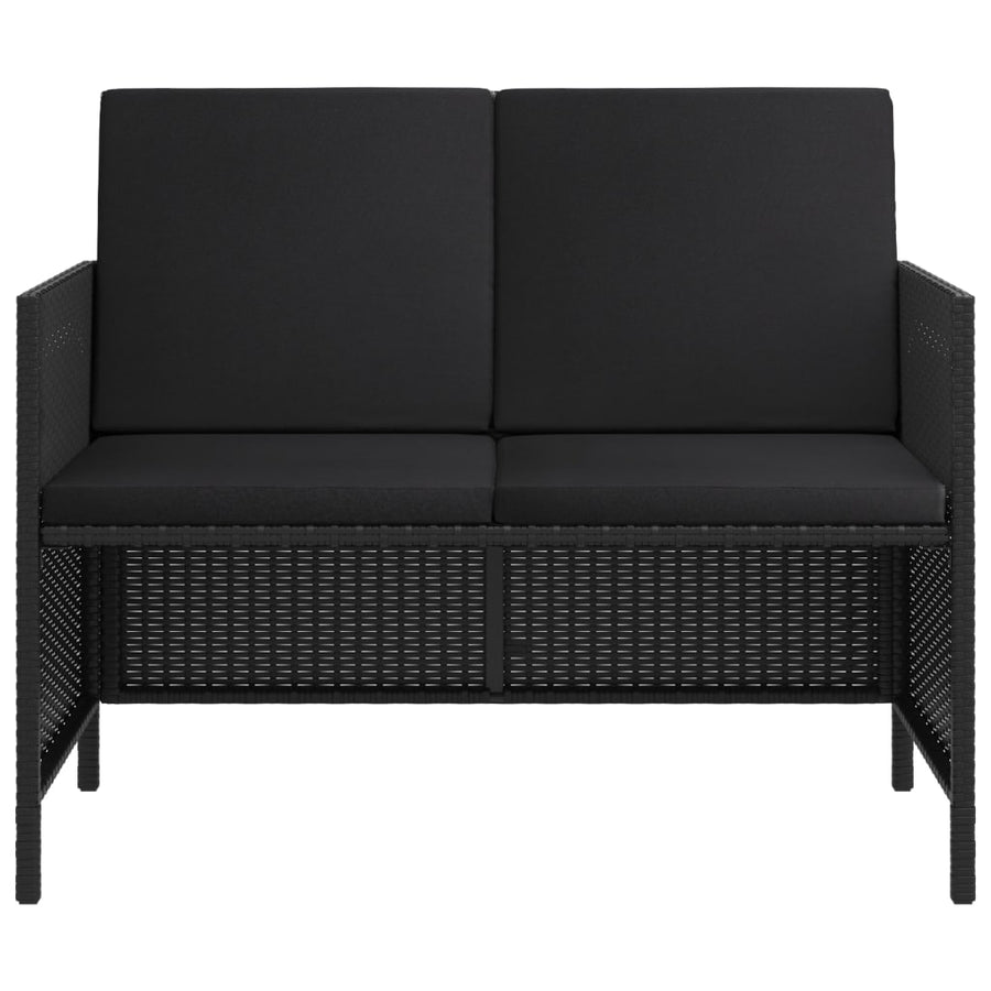6 Piece Garden Dining Set with Cushions Black Poly Rattan