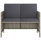 6 Piece Garden Dining Set with Cushions Grey Poly Rattan - Side View