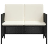 6 Piece Garden Dining Set with Cushions Black Poly Rattan - Side View