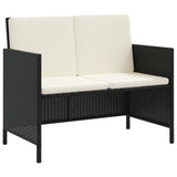 6 Piece Garden Dining Set with Cushions Black Poly Rattan