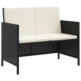 6 Piece Garden Dining Set with Cushions Black Poly Rattan - Top-Down View