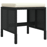 6 Piece Garden Dining Set with Cushions Black Poly Rattan - Low Angle