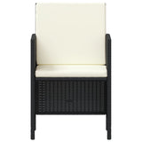 6 Piece Garden Dining Set with Cushions Black Poly Rattan - Extra Image