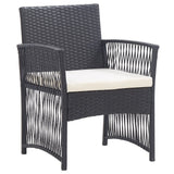 Garden Armchairs with Cushions 2 pcs Black Poly Rattan - Front View