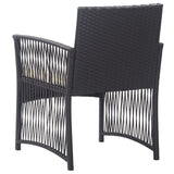 Garden Armchairs with Cushions 2 pcs Black Poly Rattan - 45-Degree Angle