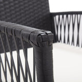 Garden Armchairs with Cushions 2 pcs Black Poly Rattan - Rear View