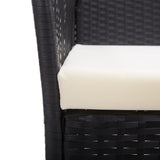 Garden Armchairs with Cushions 2 pcs Black Poly Rattan - Close-Up Angle