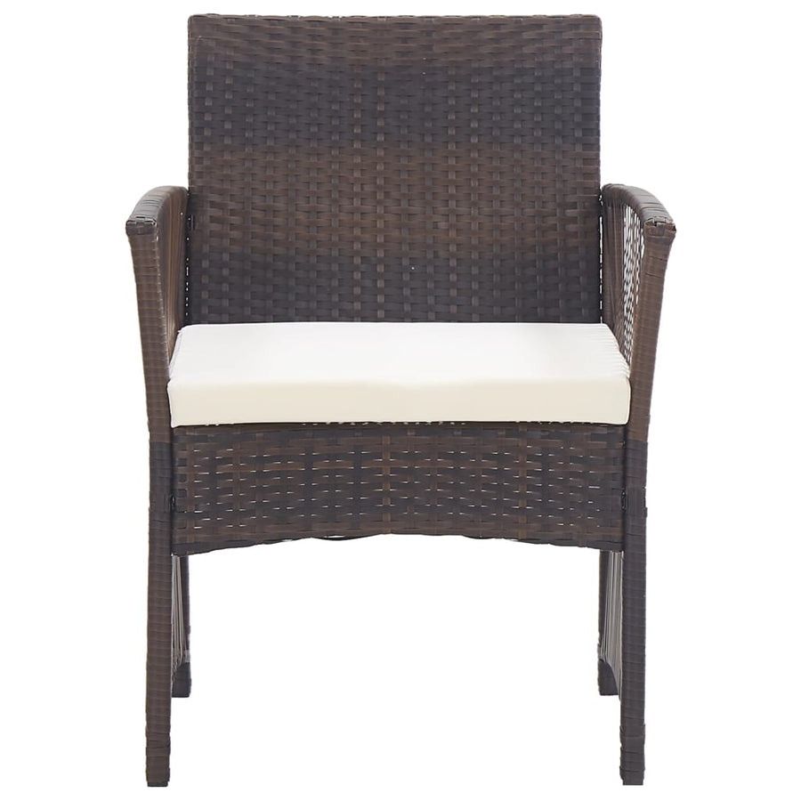 Garden Armchairs with Cushions 2 pcs Brown Poly Rattan