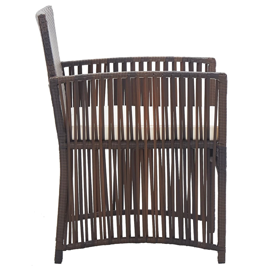 Garden Armchairs with Cushions 2 pcs Brown Poly Rattan