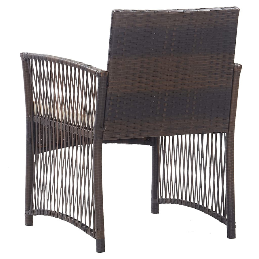 Garden Armchairs with Cushions 2 pcs Brown Poly Rattan
