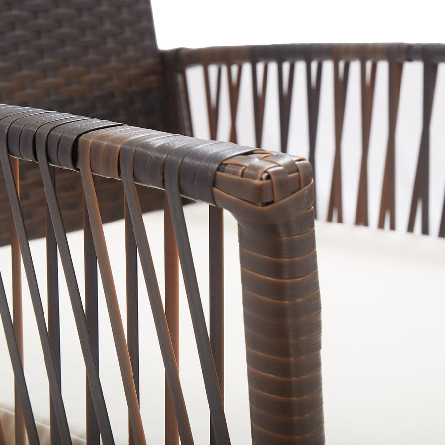 Garden Armchairs with Cushions 2 pcs Brown Poly Rattan