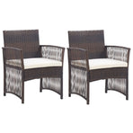 Garden Armchairs with Cushions 2 pcs Brown Poly Rattan