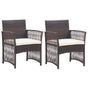 Garden Armchairs with Cushions 2 pcs Brown Poly Rattan