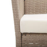 Garden Armchairs with Cushions 2 pcs Beige Poly Rattan - Close-Up Angle