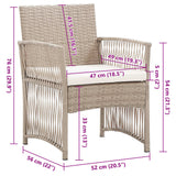 Garden Armchairs with Cushions 2 pcs Beige Poly Rattan