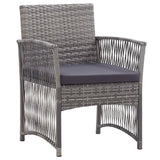 Garden Armchairs with Cushions 2 pcs Grey Poly Rattan - Front View