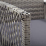 Garden Armchairs with Cushions 2 pcs Grey Poly Rattan - Close-Up Angle