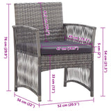 Garden Armchairs with Cushions 2 pcs Grey Poly Rattan - Low Angle