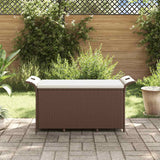 Garden Bench with Cushion Brown 116x46x57 cm Poly Rattan - Side View