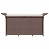 Garden Bench with Cushion Brown 116x46x57 cm Poly Rattan - Top-Down View