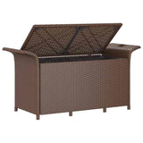 Garden Bench with Cushion Brown 116x46x57 cm Poly Rattan - Rear View