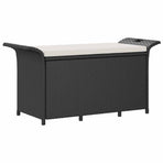 Garden Bench with Cushion Black 116x46x57 cm Poly Rattan