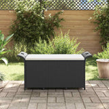 Garden Bench with Cushion Black 116x46x57 cm Poly Rattan - Side View