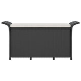 Garden Bench with Cushion Black 116x46x57 cm Poly Rattan