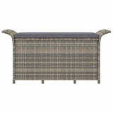 Garden Bench with Cushion Grey 116x46x57 cm Poly Rattan - Top-Down View