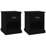 Bedside Cabinets 2 pcs Black 39x39x47.5 cm Engineered Wood - Front View