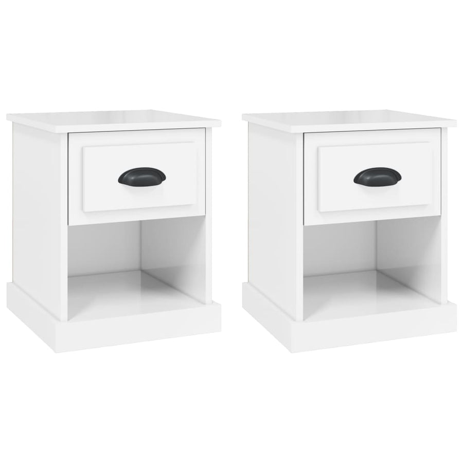 Bedside Cabinets 2 pcs High Gloss White 39x39x47.5 cm