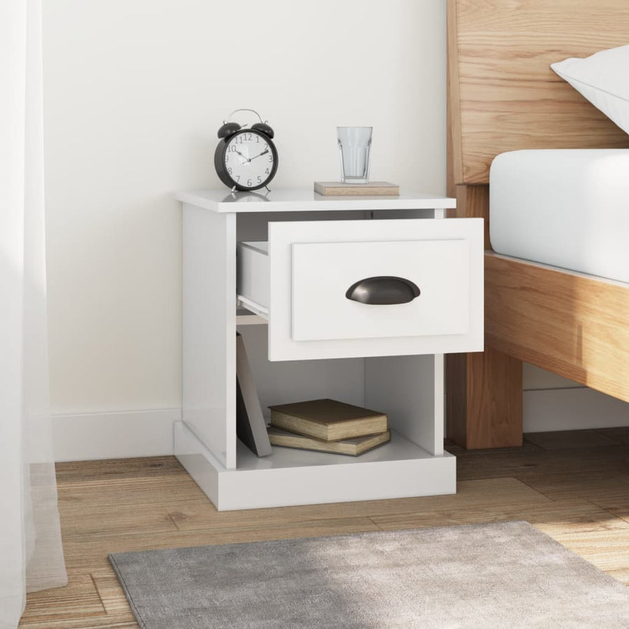Bedside Cabinets 2 pcs High Gloss White 39x39x47.5 cm