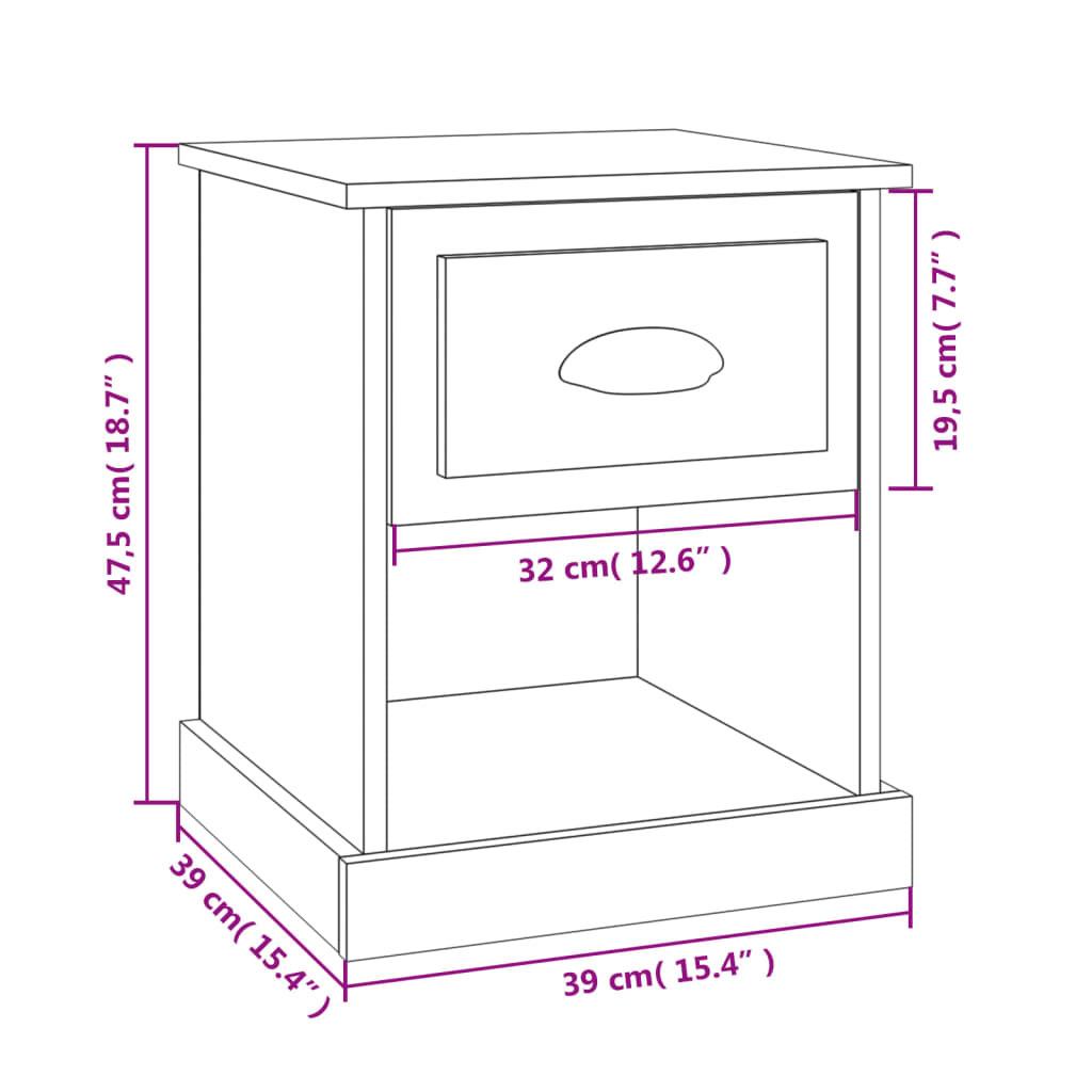 Bedside Cabinet Sonoma Oak 39x39x47.5 cm Engineered Wood