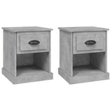 Bedside Cabinets 2 pcs Concrete Grey 39x39x47.5 cm Engineered Wood - Front View