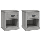 Bedside Cabinets 2 pcs Grey Sonoma 39x39x47.5 cm Engineered Wood - Front View