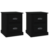 Bedside Cabinets 2 pcs Black 39x39x47.5 cm Engineered Wood - Front View