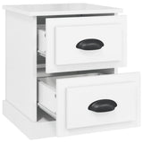 Bedside Cabinet High Gloss White 39x39x47.5 cm Engineered Wood - Rear View
