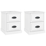 Bedside Cabinets 2 pcs High Gloss White 39x39x47.5 cm Engineered Wood - Front View