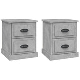 Bedside Cabinets 2 pcs Concrete Grey 39x39x47.5 cm Engineered Wood - Front View