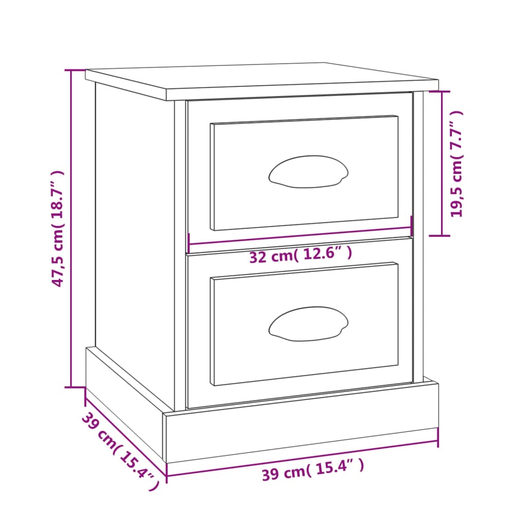Bedside Cabinet Grey Sonoma 39x39x47.5 cm Engineered Wood