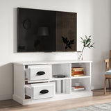 TV Cabinet High Gloss White 102x35.5x47.5 cm Engineered Wood - Side View