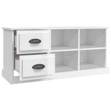 TV Cabinet High Gloss White 102x35.5x47.5 cm Engineered Wood - Close-Up Angle