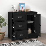 Sideboard Black 70x35.5x67.5 cm Engineered Wood - Side View