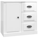 Sideboard High Gloss White 70x35.5x67.5 cm Engineered Wood - Front View