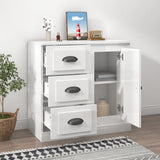 Sideboard High Gloss White 70x35.5x67.5 cm Engineered Wood - Side View