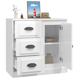 Sideboard High Gloss White 70x35.5x67.5 cm Engineered Wood - 45-Degree Angle