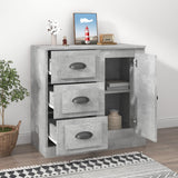 Sideboard Concrete Grey 70x35.5x67.5 cm Engineered Wood - Side View